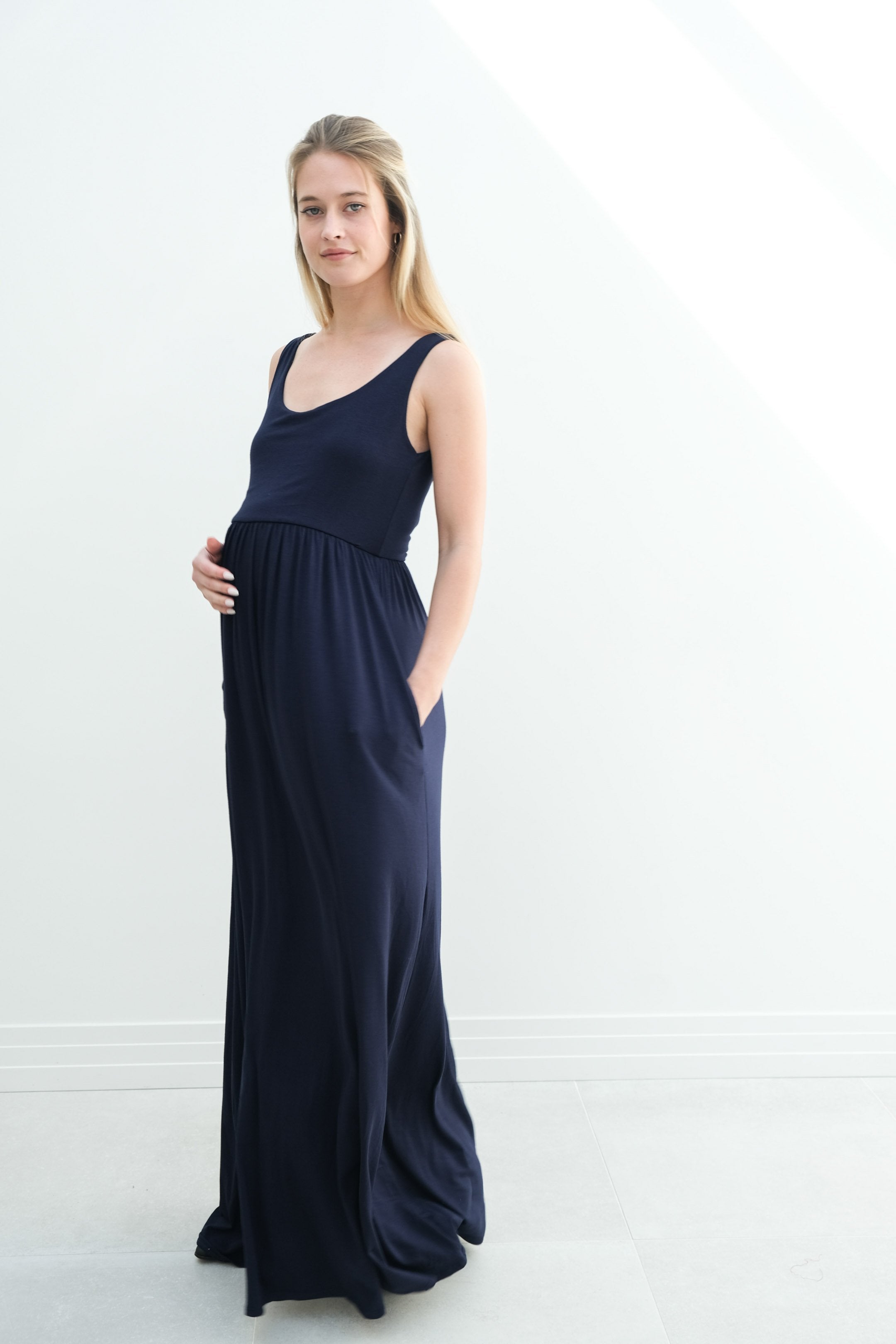 Hazel | Maternity Maxi Tank Dress With Fitted Waist Hazel | Maternity Maxi Tank Dress With Fitted Waist