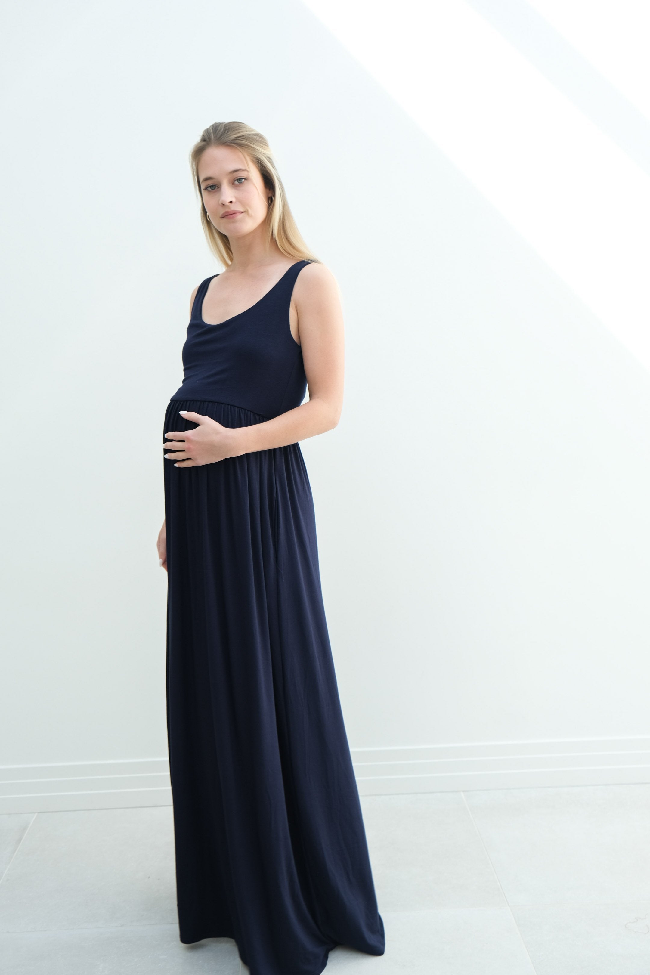 Hazel | Maternity Maxi Tank Dress With Fitted Waist Hazel | Maternity Maxi Tank Dress With Fitted Waist