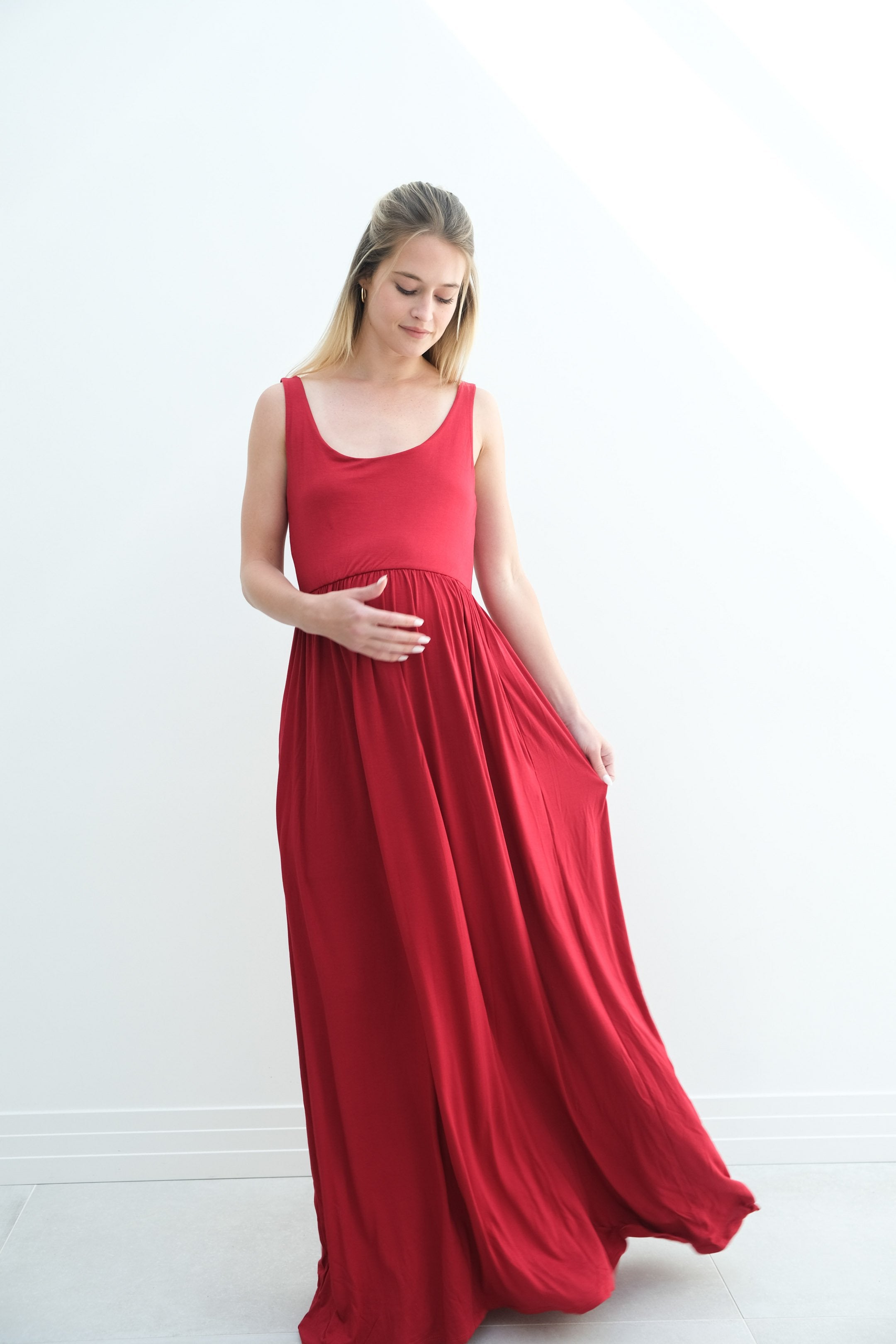 Hazel | Maternity Maxi Tank Dress With Fitted Waist Hazel | Maternity Maxi Tank Dress With Fitted Waist