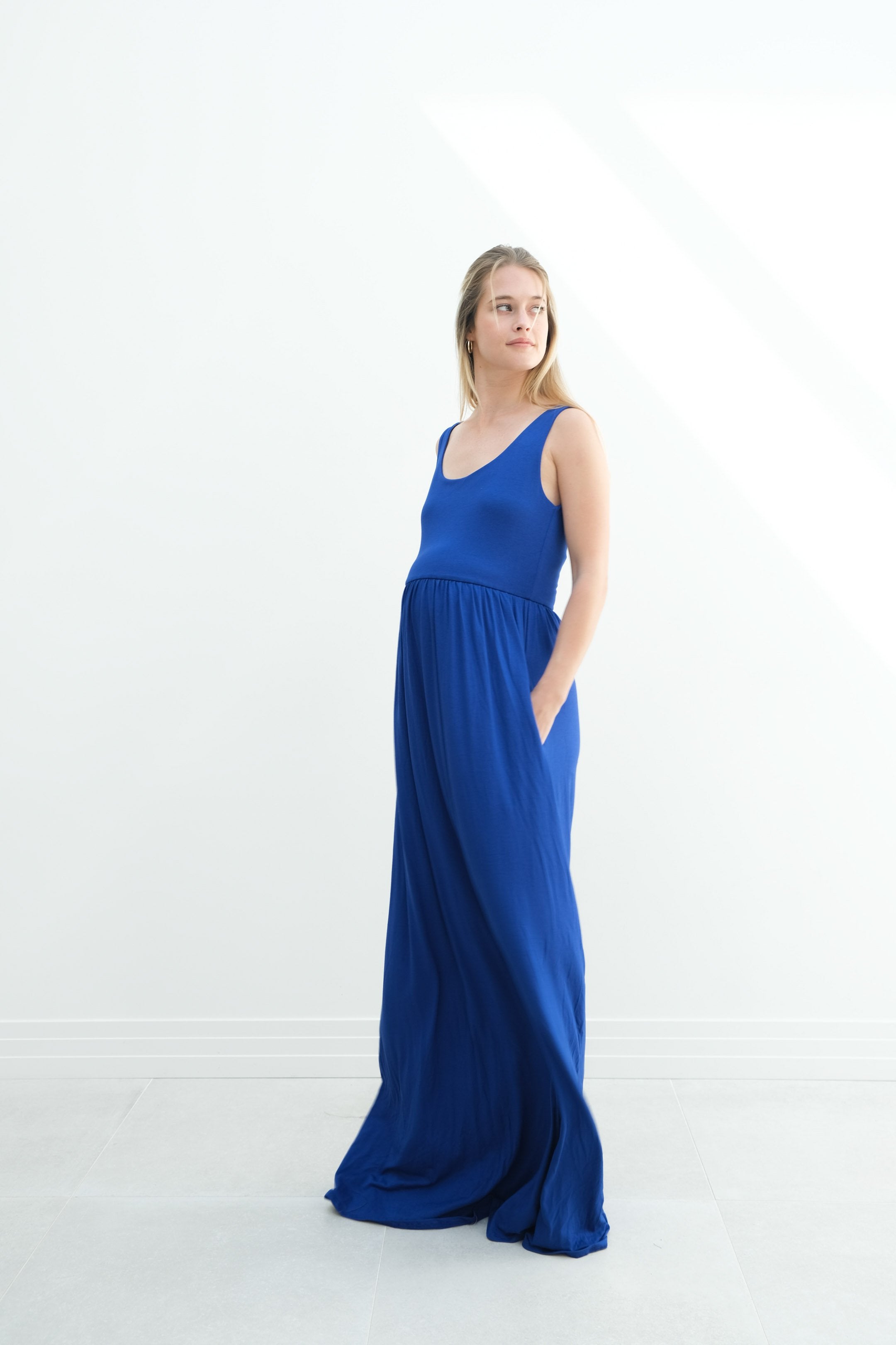 Hazel | Maternity Maxi Tank Dress With Fitted Waist Hazel | Maternity Maxi Tank Dress With Fitted Waist