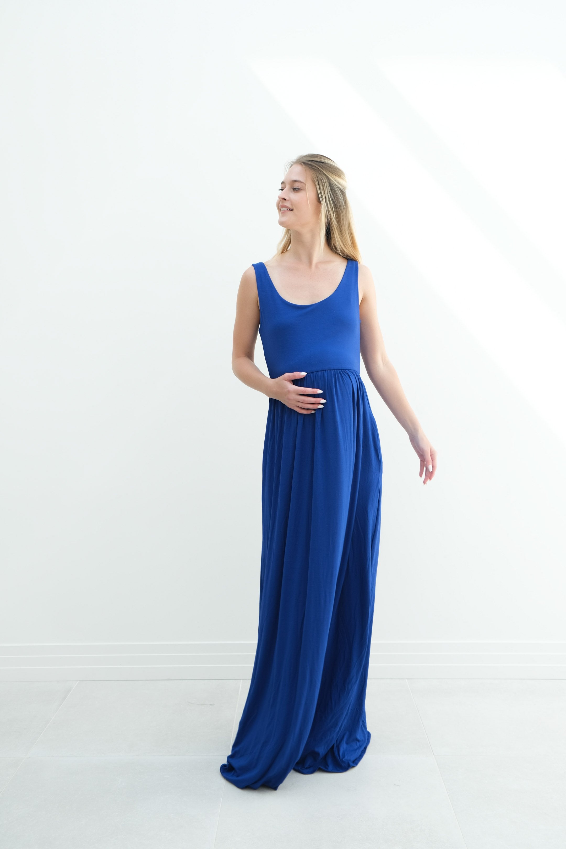 Hazel | Maternity Maxi Tank Dress With Fitted Waist Hazel | Maternity Maxi Tank Dress With Fitted Waist
