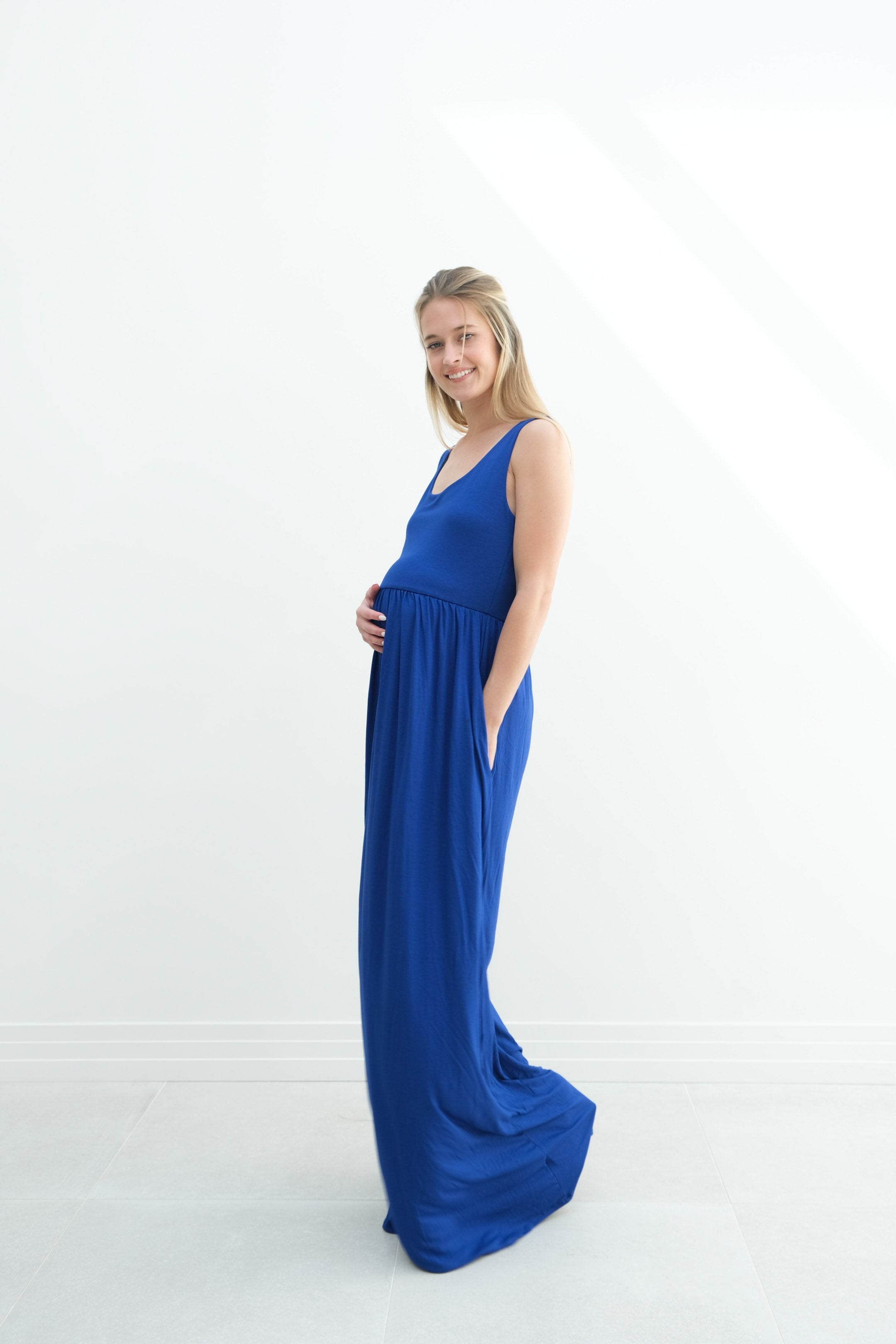 Hazel | Maternity Maxi Tank Dress With Fitted Waist Hazel | Maternity Maxi Tank Dress With Fitted Waist