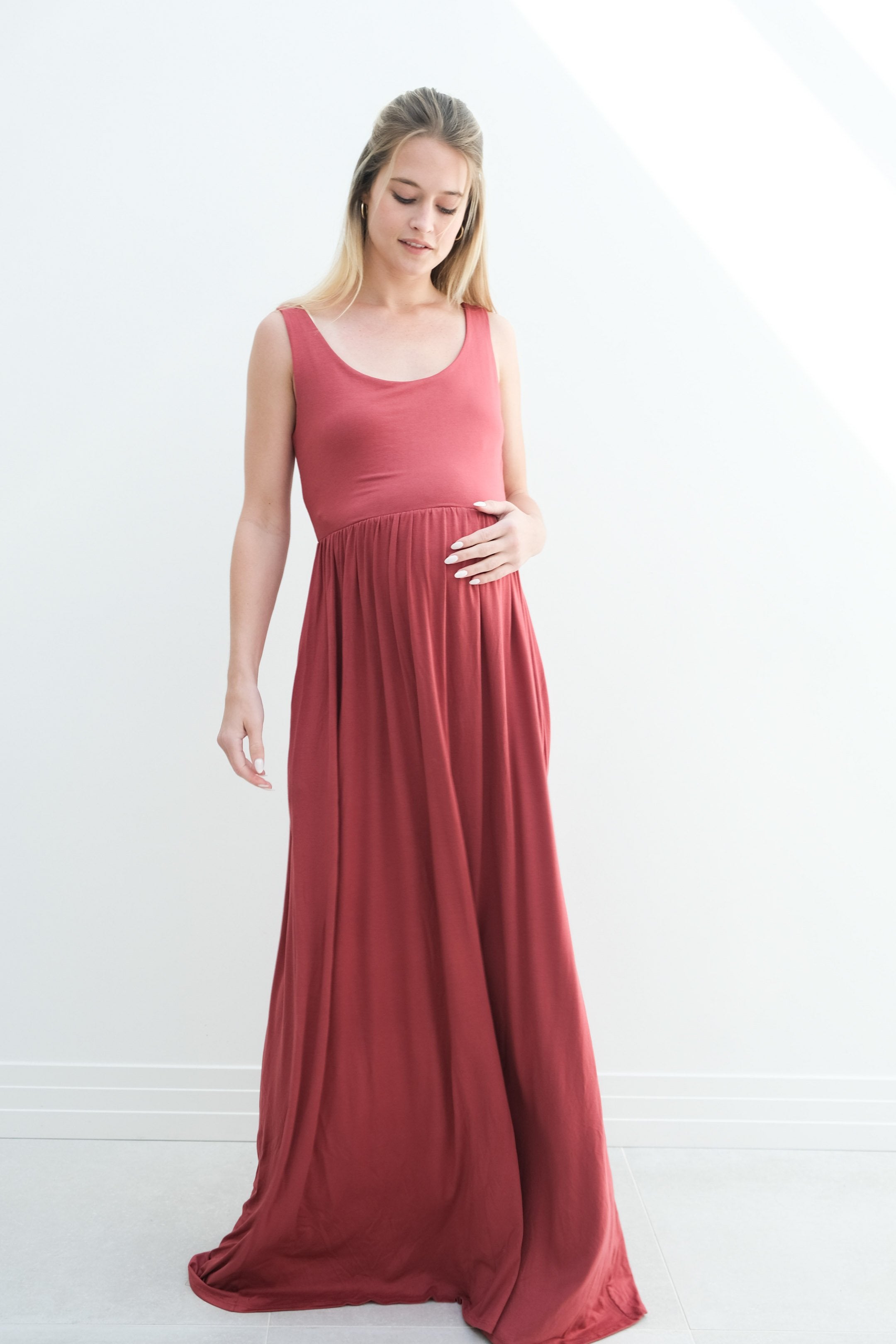 Hazel | Maternity Maxi Tank Dress With Fitted Waist Hazel | Maternity Maxi Tank Dress With Fitted Waist