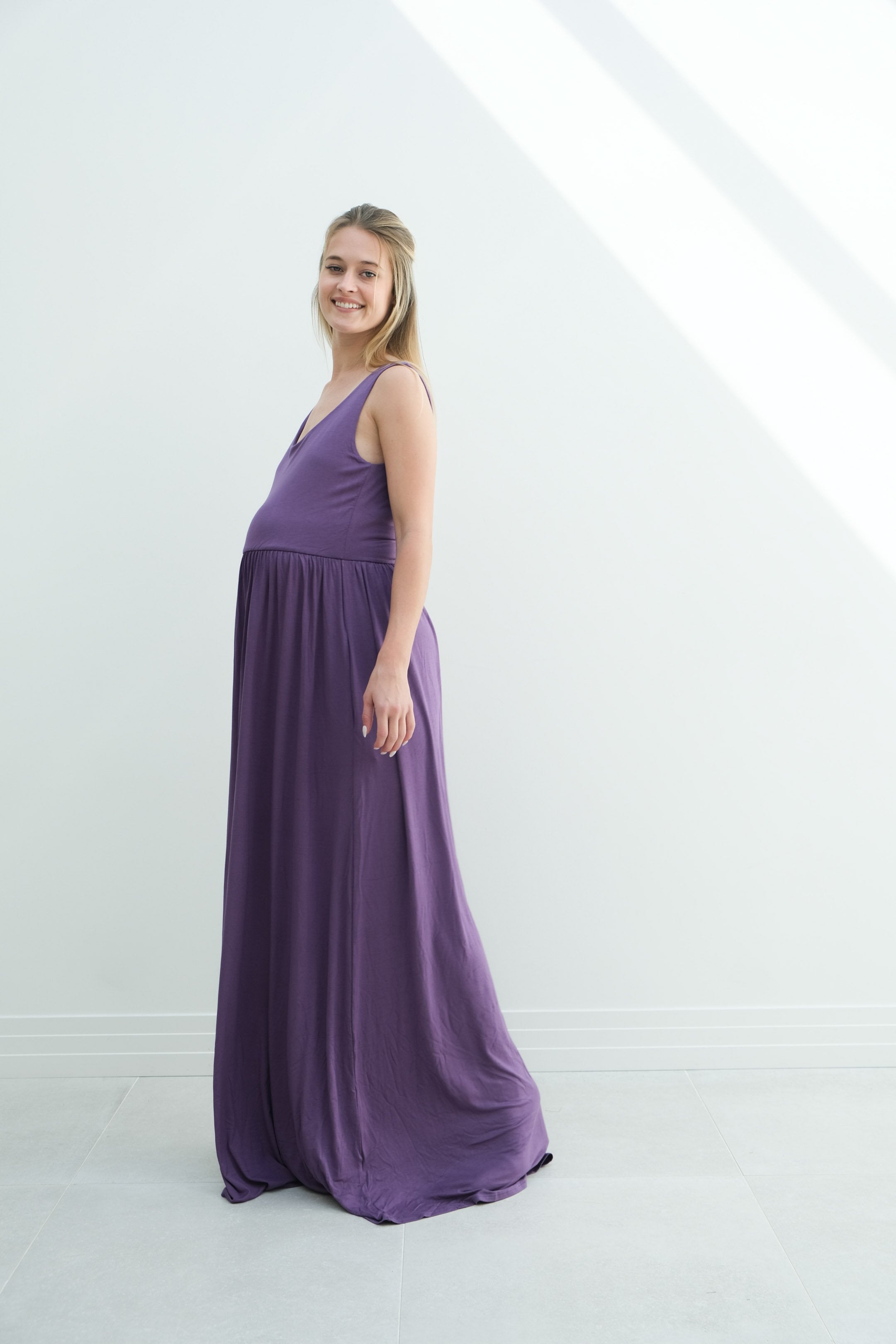 Hazel | Maternity Maxi Tank Dress With Fitted Waist Hazel | Maternity Maxi Tank Dress With Fitted Waist