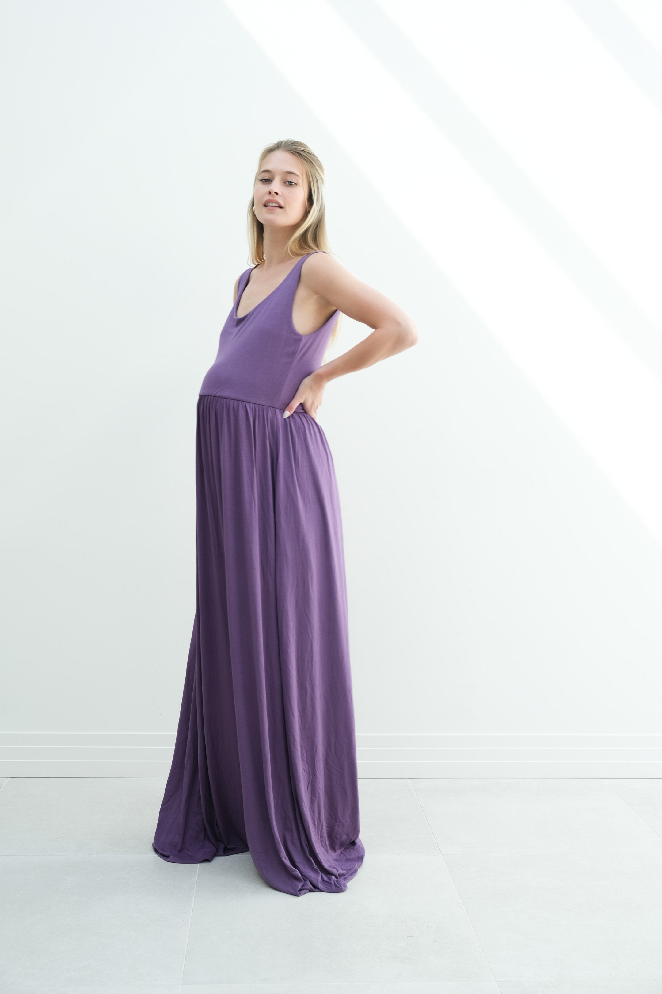 Hazel | Maternity Maxi Tank Dress With Fitted Waist Hazel | Maternity Maxi Tank Dress With Fitted Waist