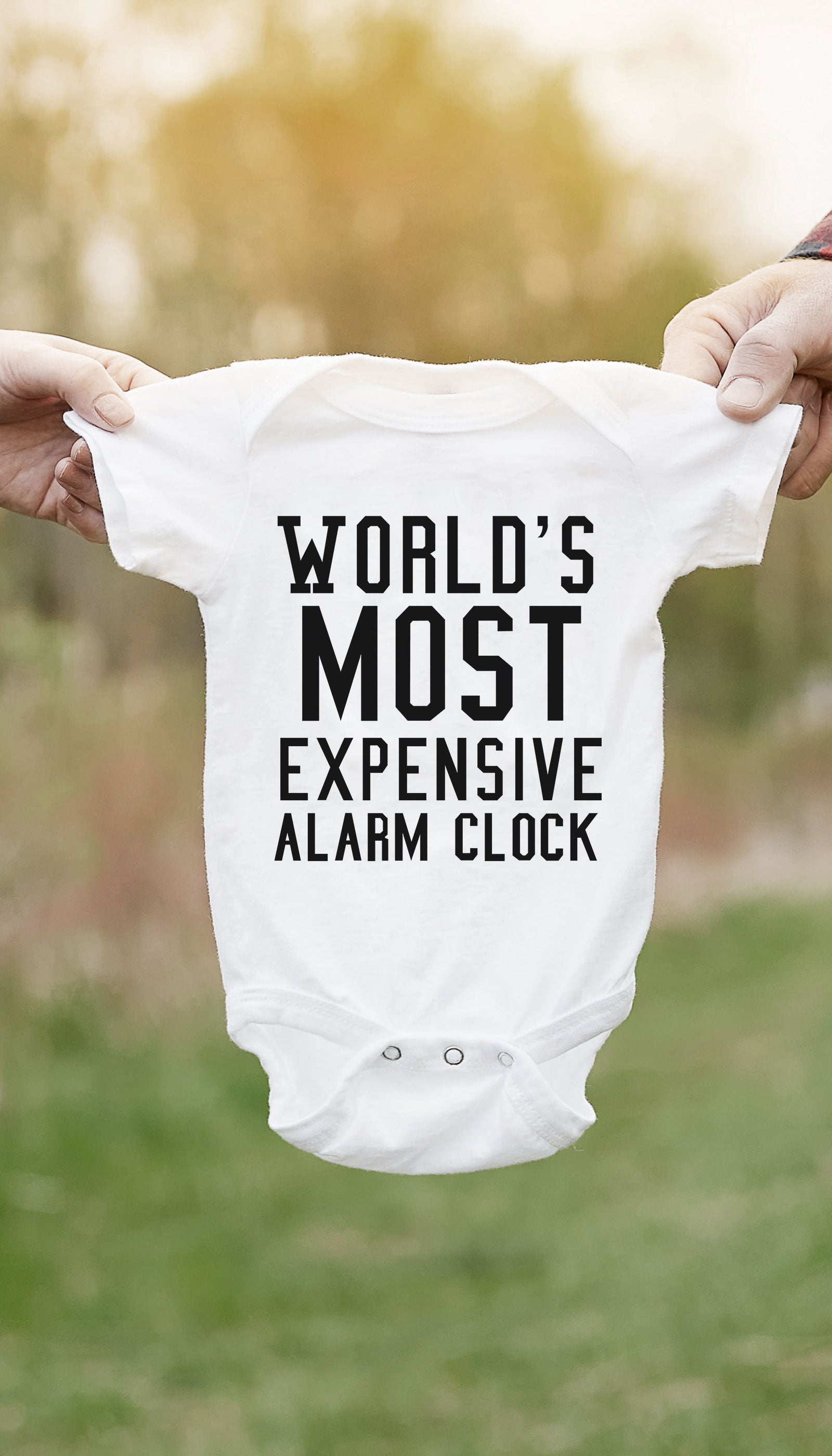 World's Most Expensive Alarm Clock Infant Onesie World's Most Expensive Alarm Clock Infant Onesie
