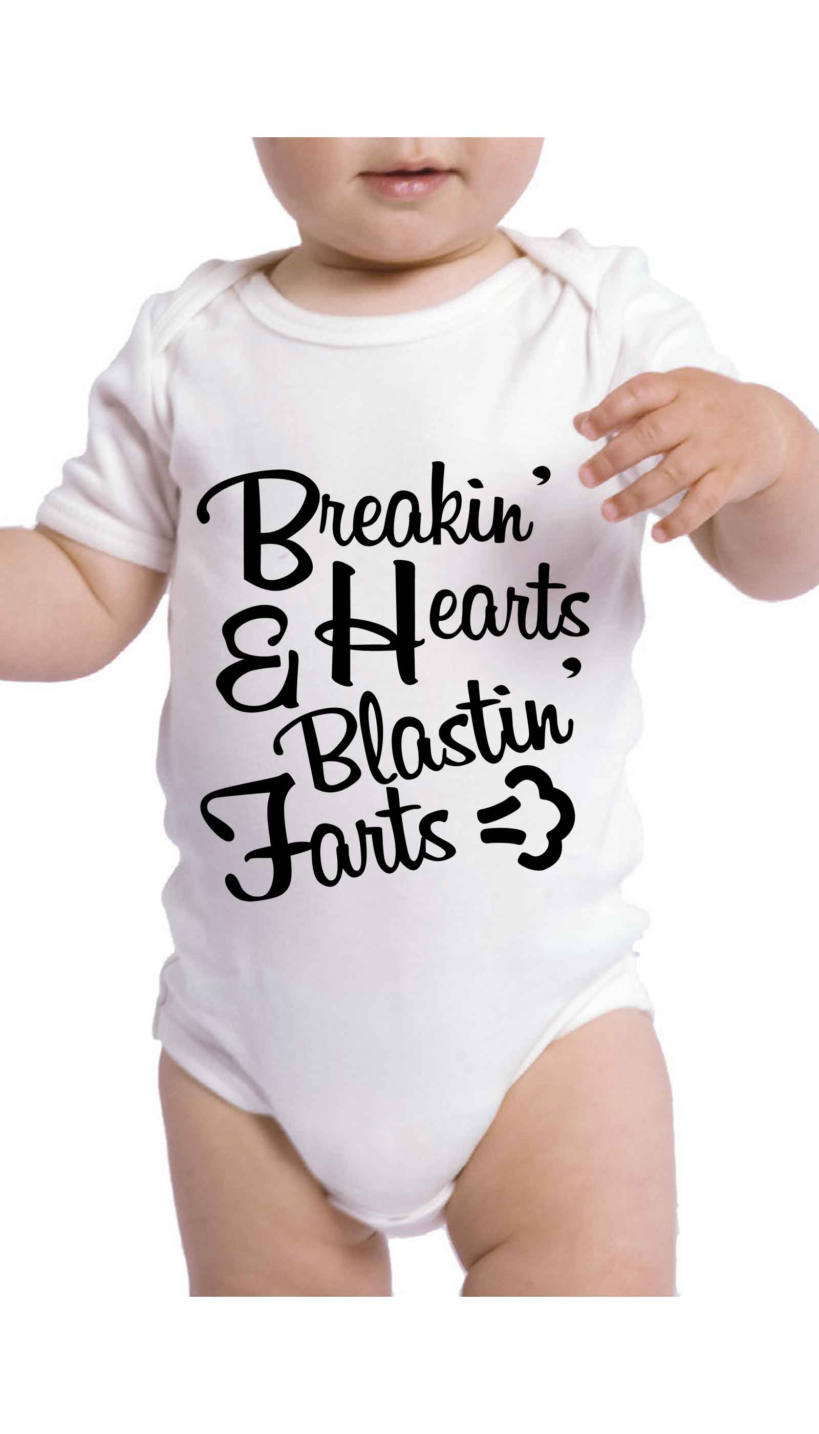 Breaking Hearts Blasting Farts Infant Onesie Breaking Hearts Blasting Farts Funny Baby Infant Onesie | Sarcastic ME