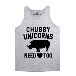 Chubby Unicorns Need Love Too Gray Unisex Tank Top | Sarcastic Me