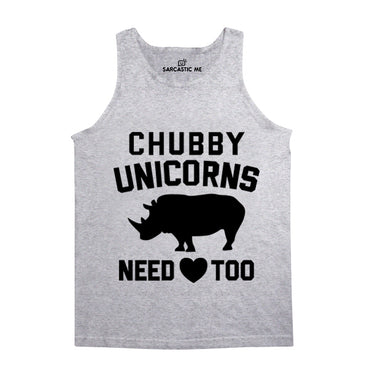 Chubby Unicorns Need Love Too Gray Unisex Tank Top | Sarcastic Me