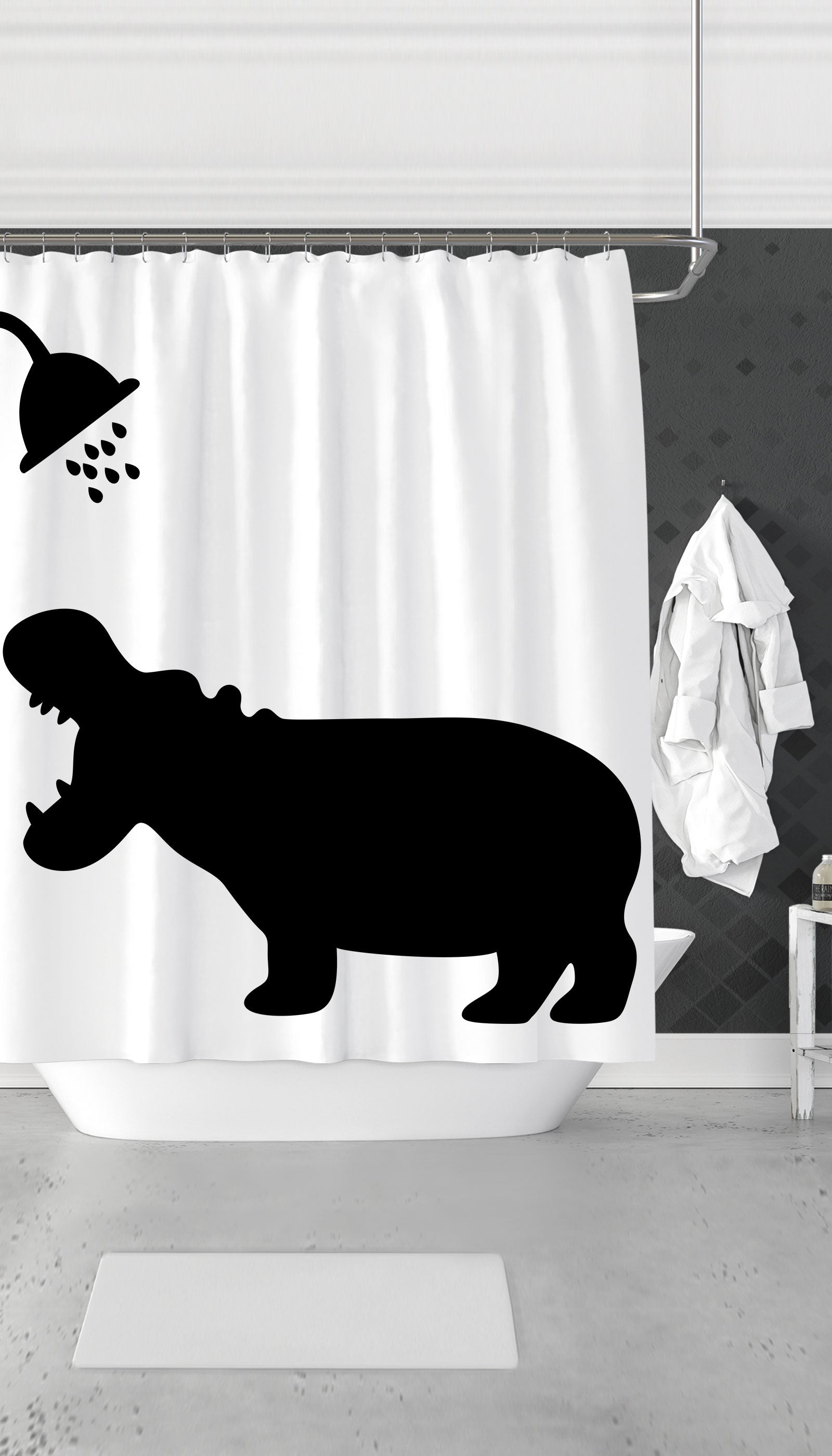 Funny Hippo Shadow Shower Curtain Funny Hippo Shadow Funny Dorm Shower Curtain Gift | Sarcastic ME