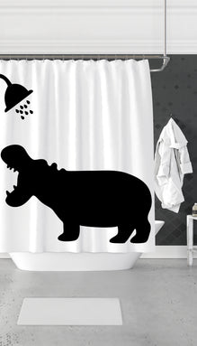 Funny Hippo Shadow Shower Curtain