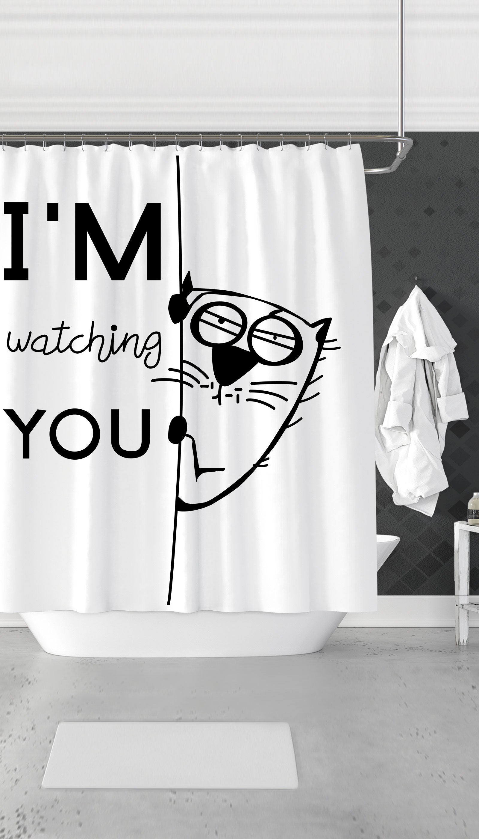 I'm Watching You Funny Shower Curtain I'm Watching You Funny & Clever Dorm Shower Curtain Gift | Sarcastic ME
