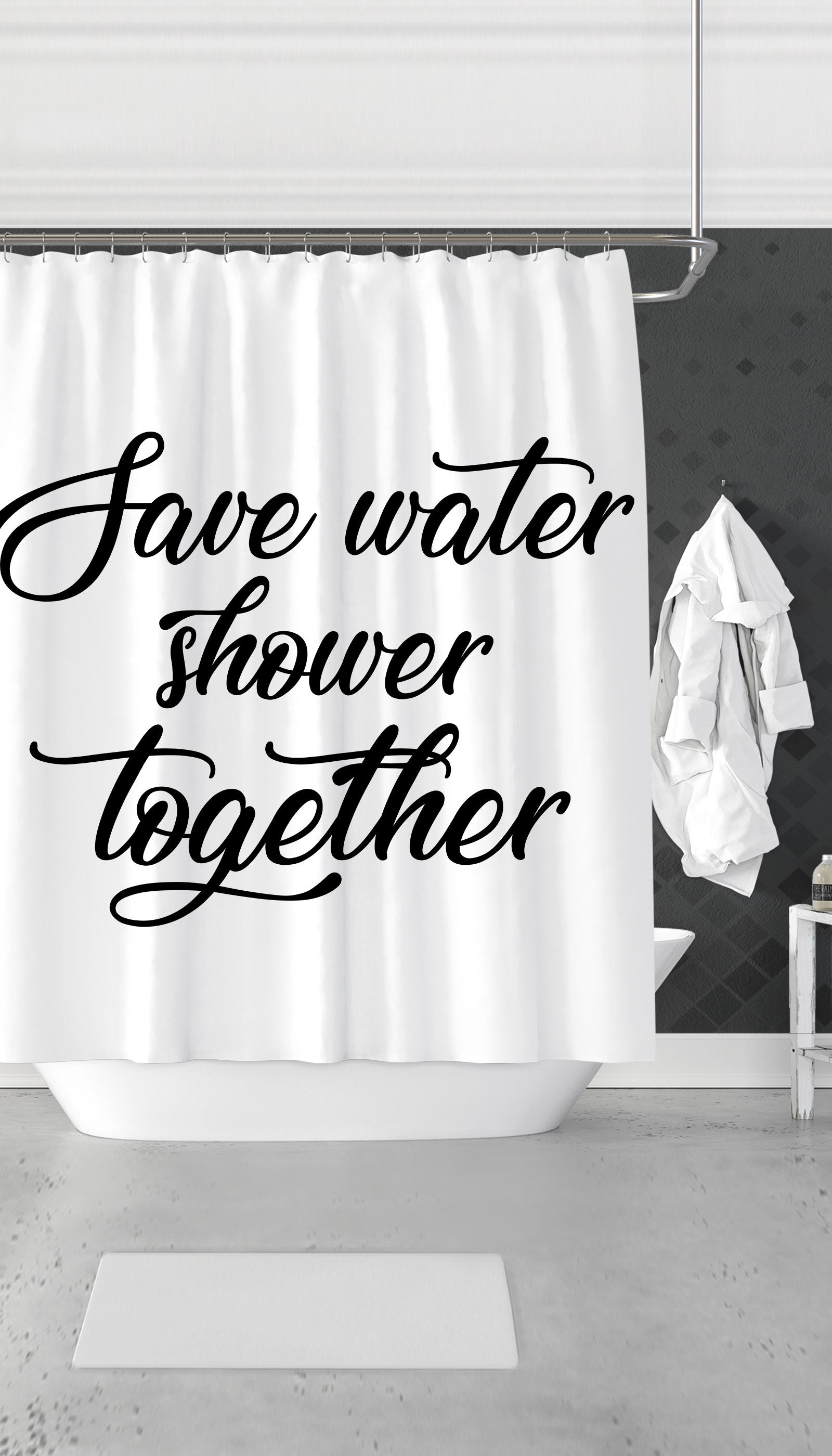 Save Water Shower Together Shower Curtain Save Water Shower Together Funny & Clever Dorm Shower Curtain Gift | Sarcastic ME