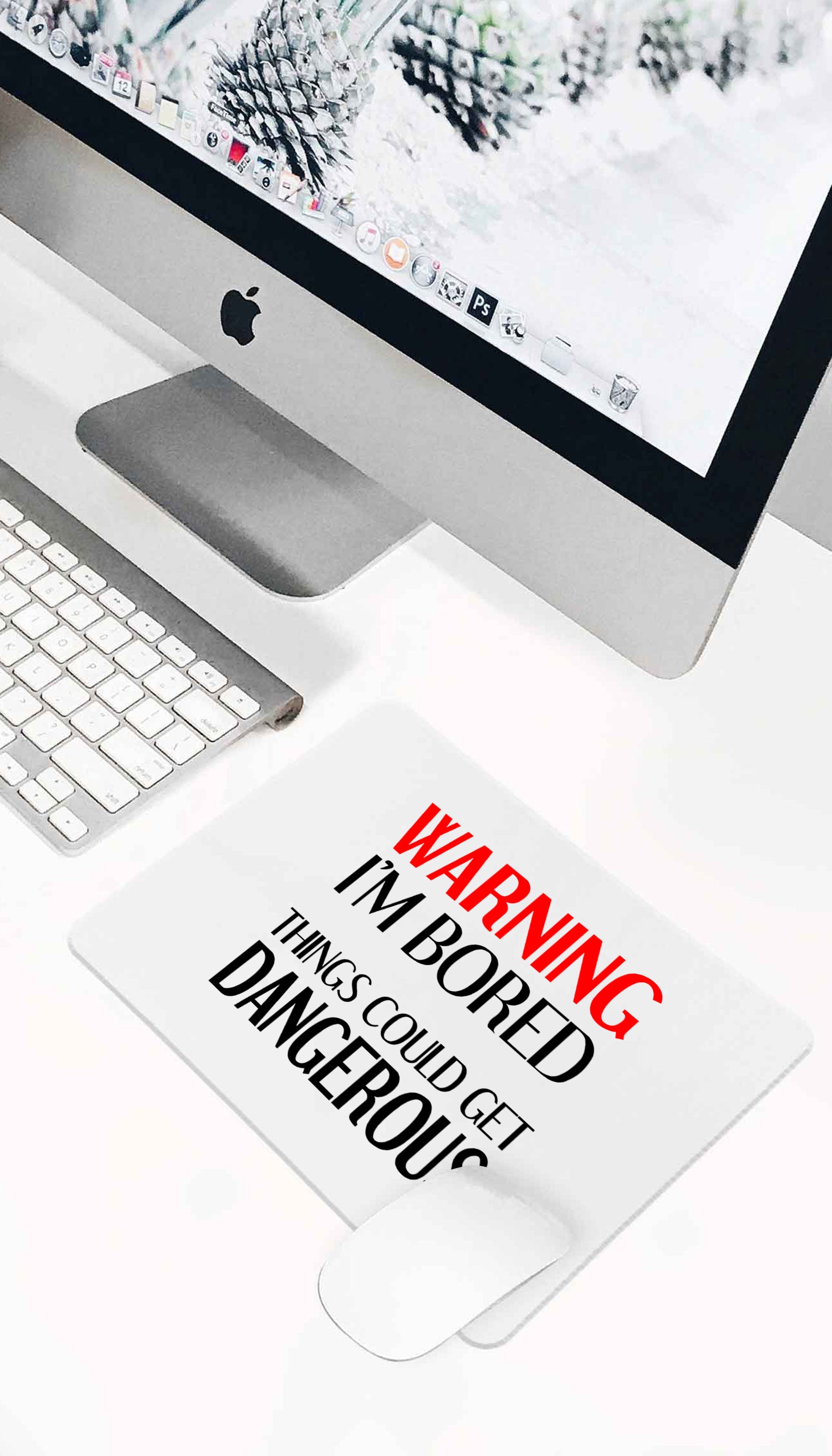 Warning I'm Bored Mouse Pad Warning I'm Bored Funny Office Mouse Pad