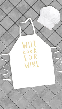 Will Cook For Wine Funny Kitchen Apron