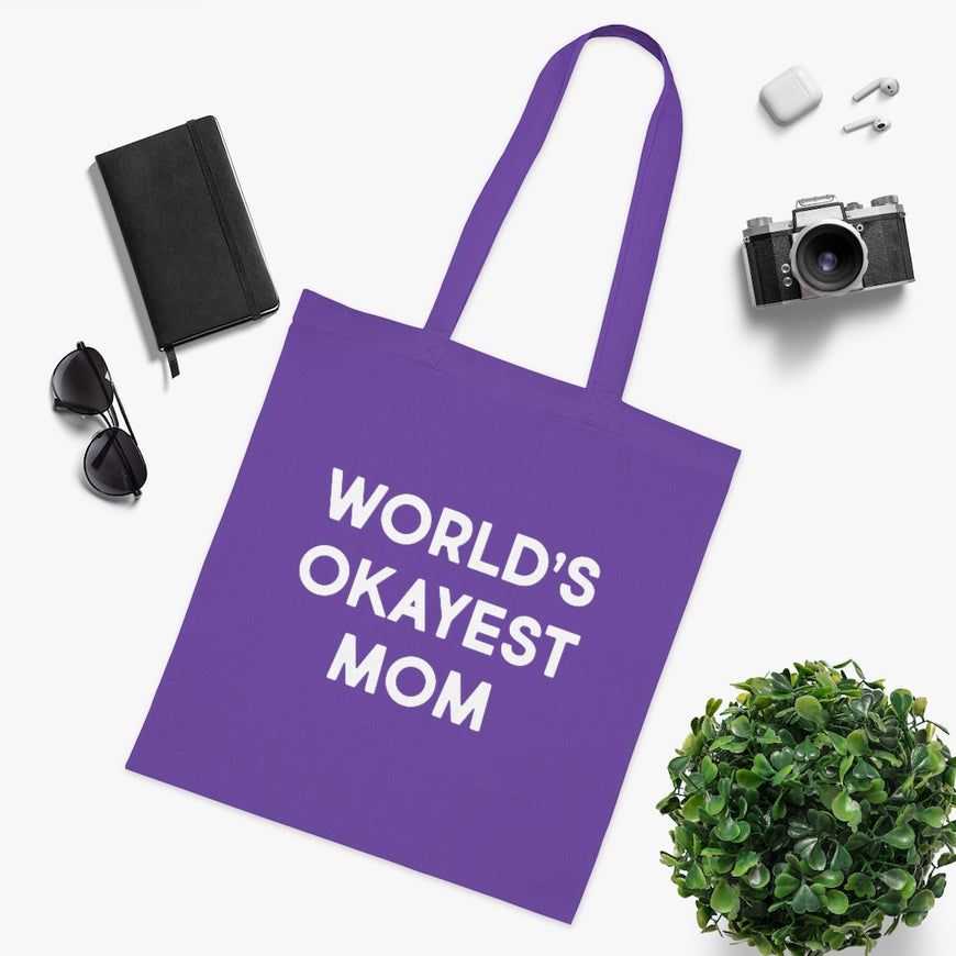 World's Okayest Mom Tote Bag
