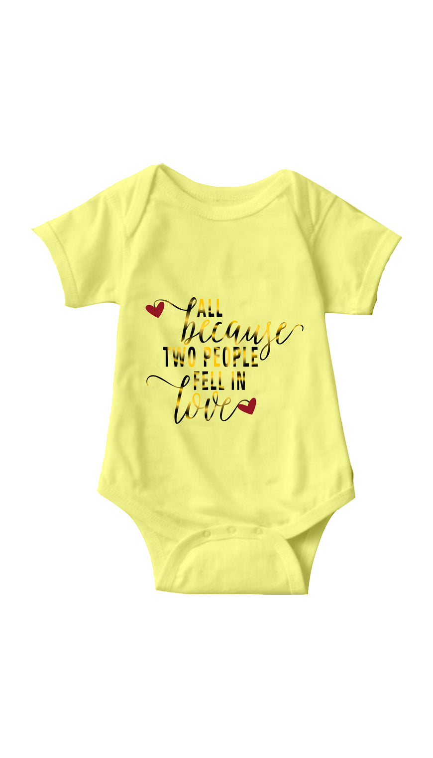 All Because Two People Fell In Love Yellow Infant Onesie | Sarcastic ME