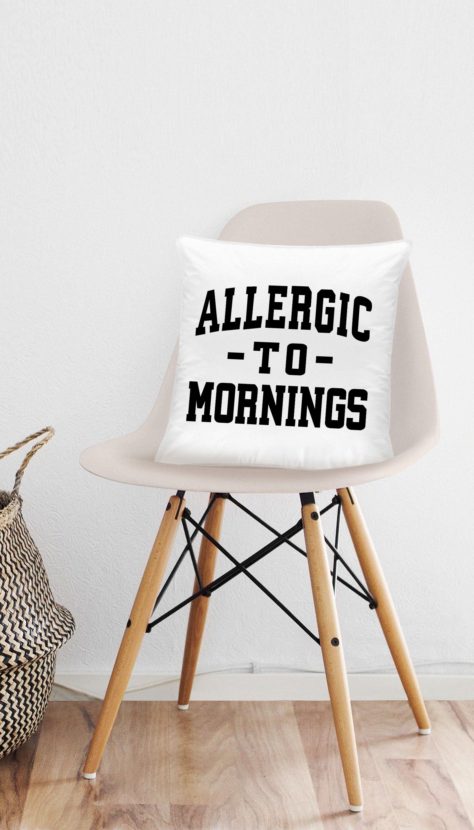 Allergic To Mornings Funny & Clever Home Throw Pillow Gift | Sarcastic ME