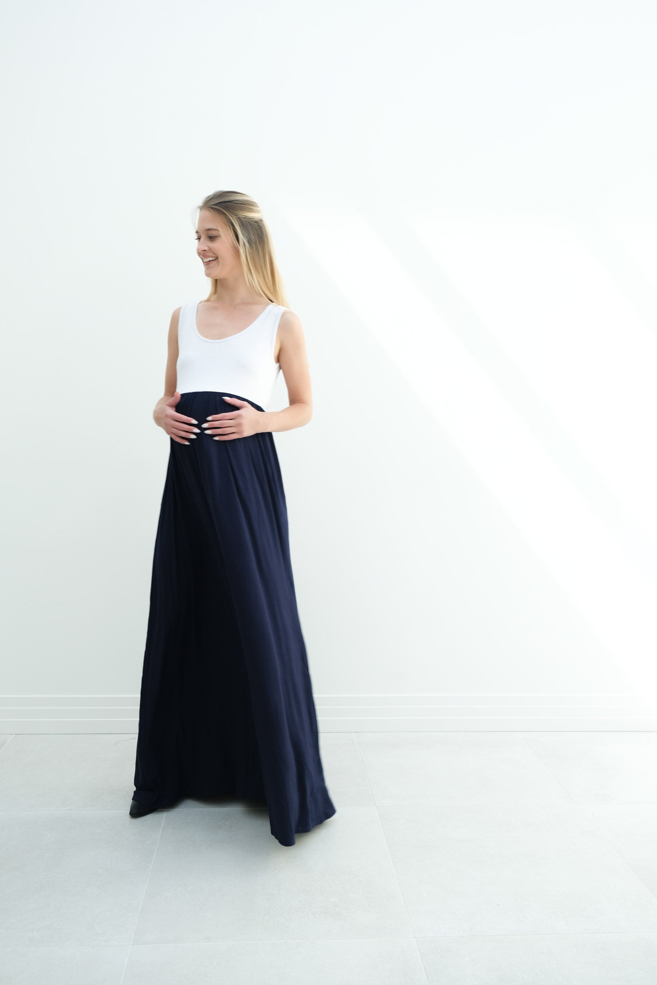 Maternity Maxi Tank Dress With Empire Waist Sarcastic ME Maternity Maxi Tank Dress With Empire Waist Sarcastic ME