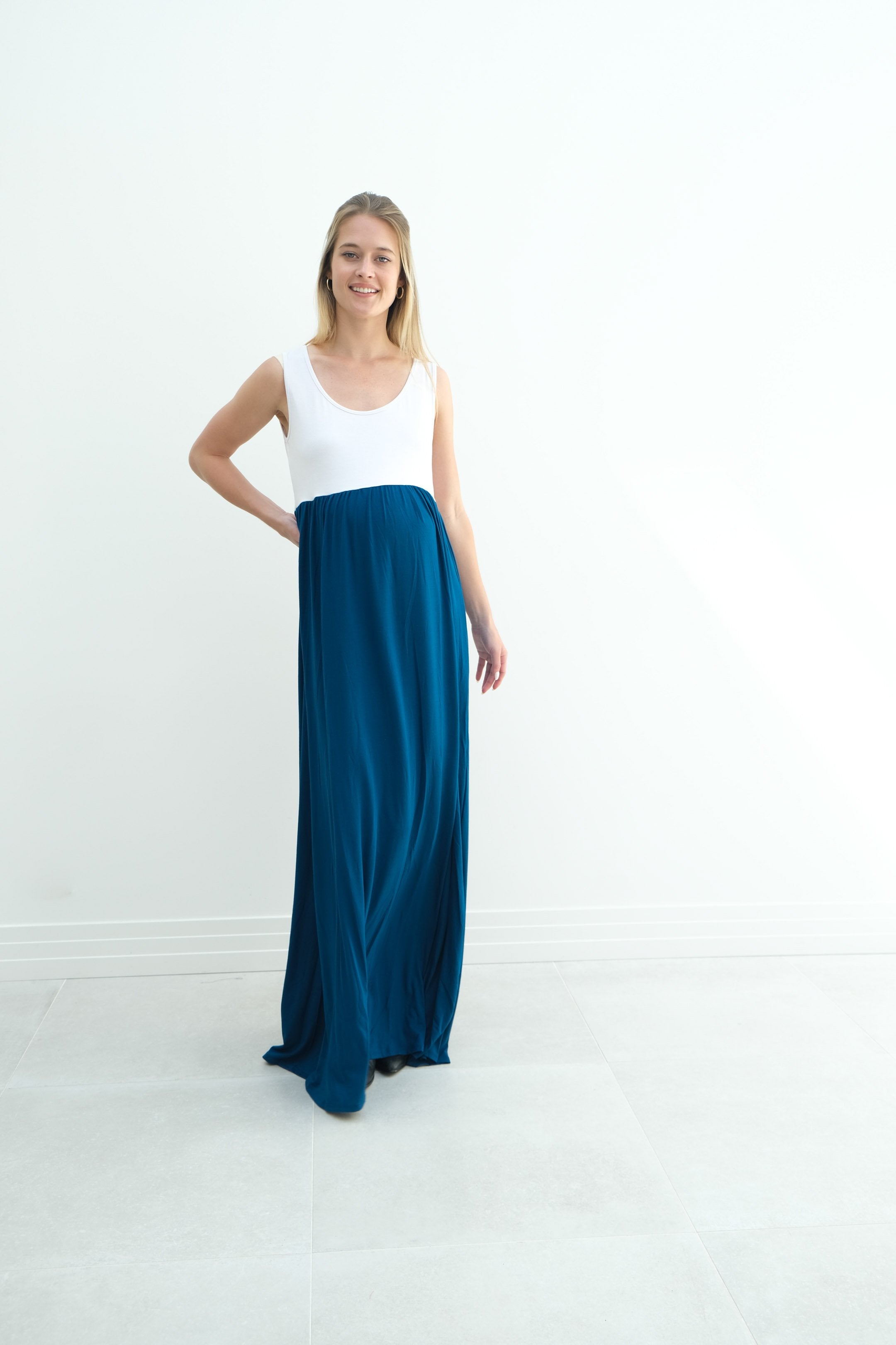 Maternity Maxi Tank Dress With Empire Waist Sarcastic ME Maternity Maxi Tank Dress With Empire Waist Sarcastic ME