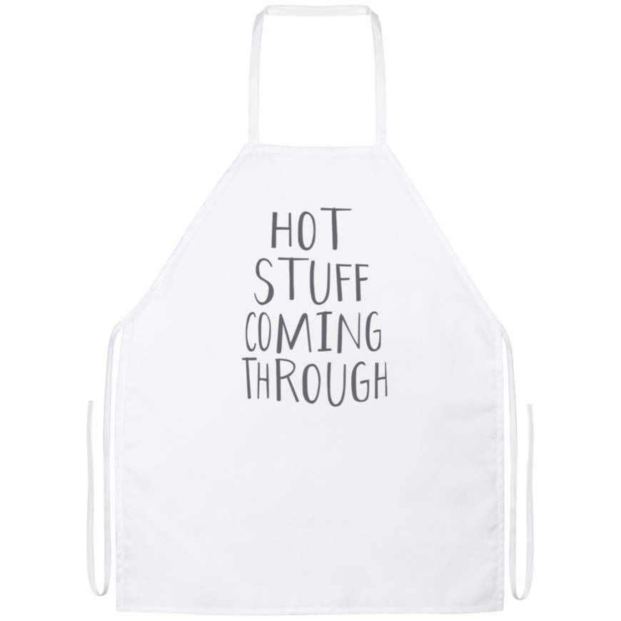 Hot Stuff Coming Through Funny Kitchen Apron | Sarcastic Me