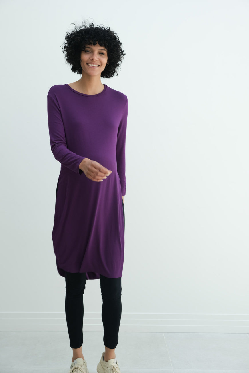 Camila | Maternity Long Sleeve Fitted Dress With Side Slit