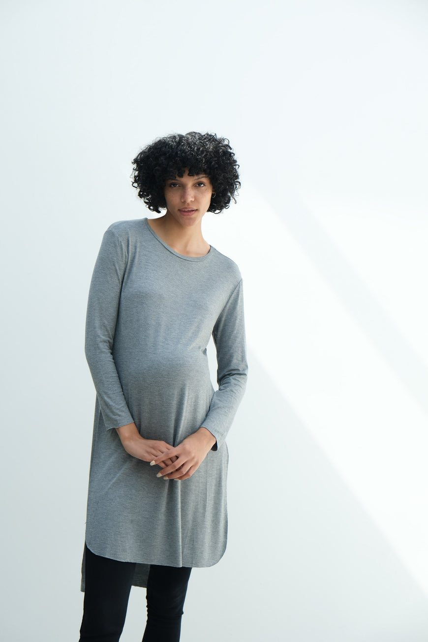 Camila | Maternity Long Sleeve Fitted Dress With Side Slit