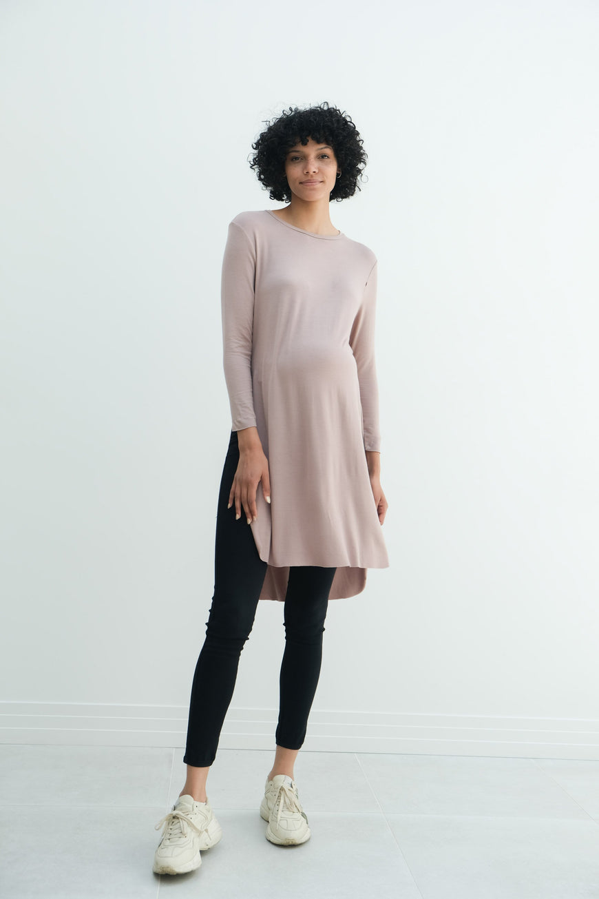 Camila | Maternity Long Sleeve Fitted Dress With Side Slit