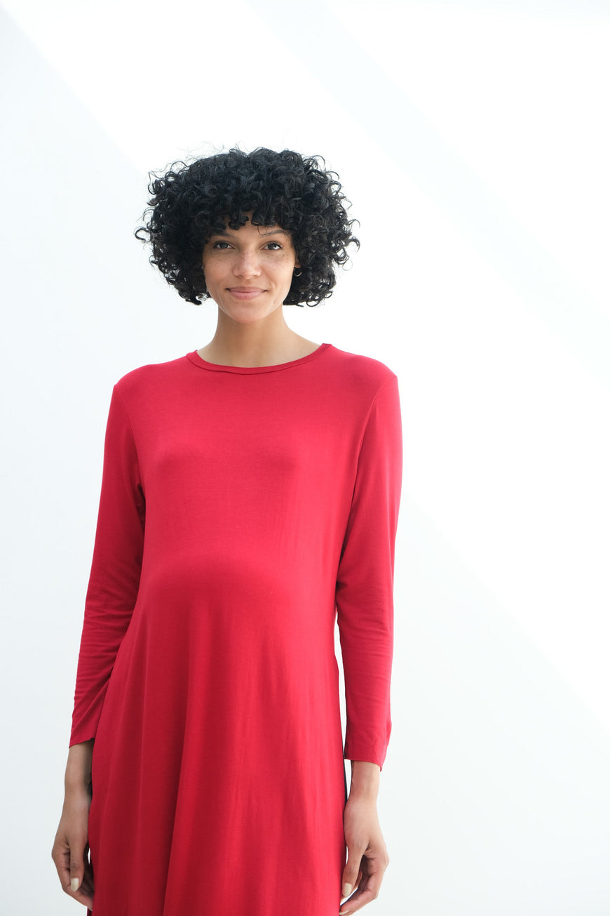 Camila | Maternity Long Sleeve Fitted Dress With Side Slit