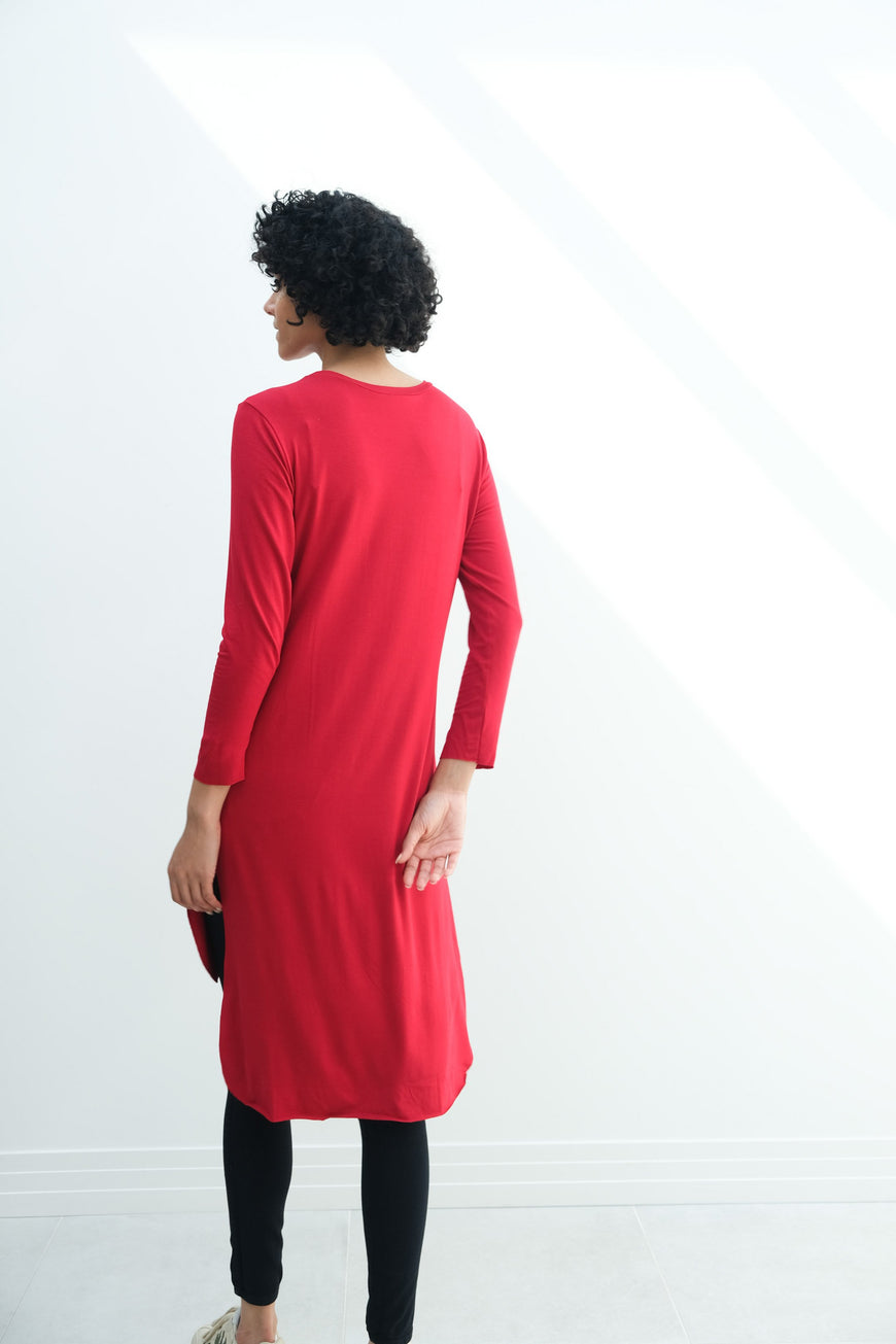 Camila | Maternity Long Sleeve Fitted Dress With Side Slit