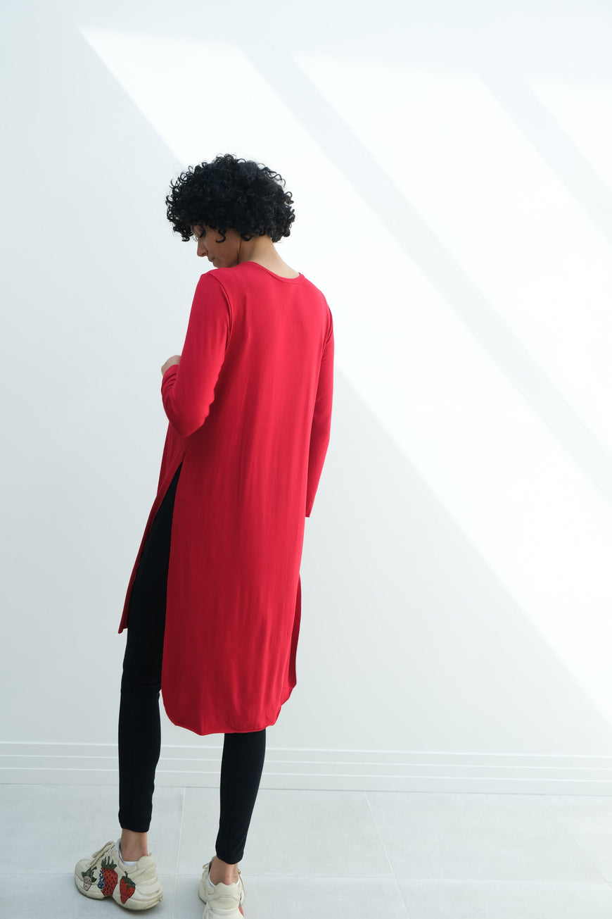 Camila | Maternity Long Sleeve Fitted Dress With Side Slit