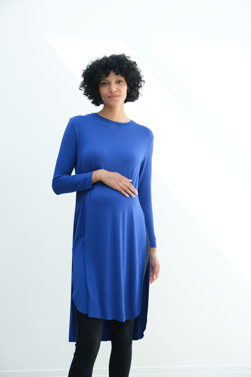 Camila | Maternity Long Sleeve Fitted Dress With Side Slit