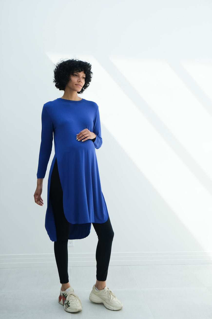 Camila | Maternity Long Sleeve Fitted Dress With Side Slit