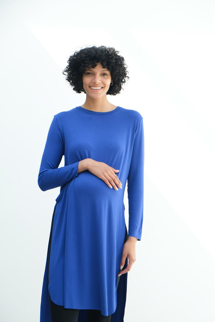 Camila | Maternity Long Sleeve Fitted Dress With Side Slit