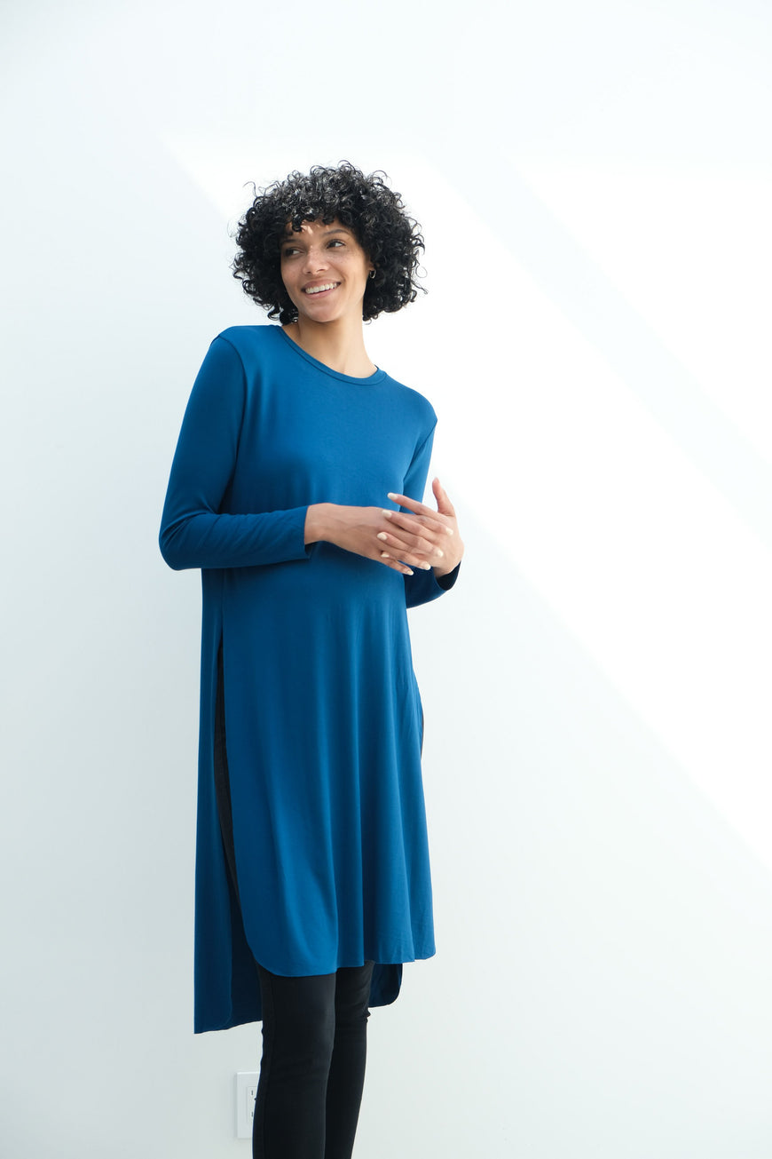 Camila | Maternity Long Sleeve Fitted Dress With Side Slit