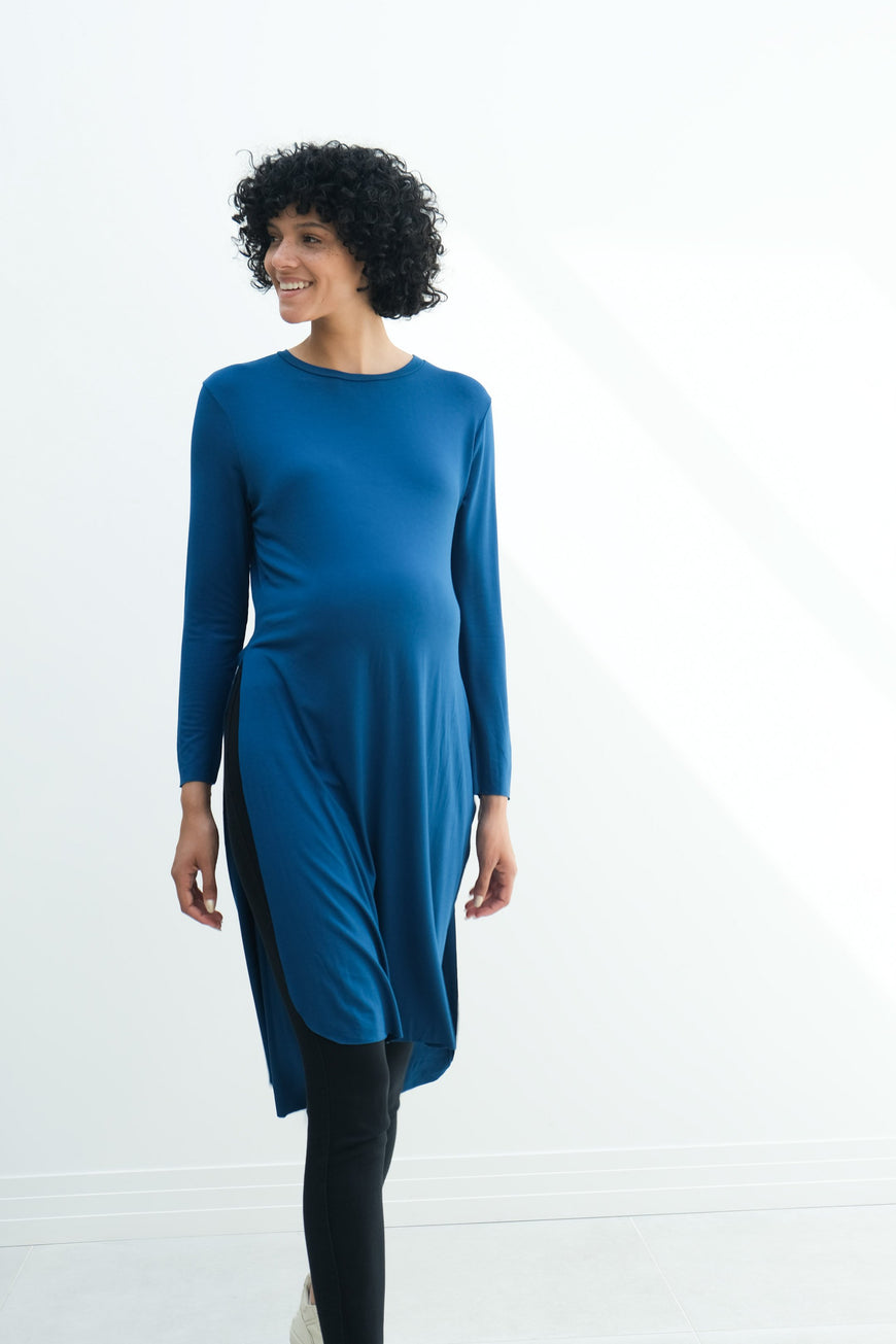 Camila | Maternity Long Sleeve Fitted Dress With Side Slit