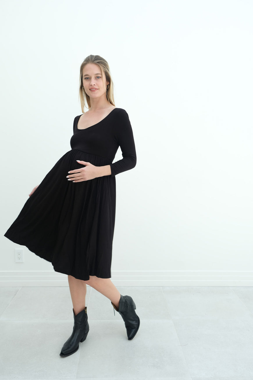 Tatiana | Long Sleeve Flowy Maternity Dress With Empire Waist