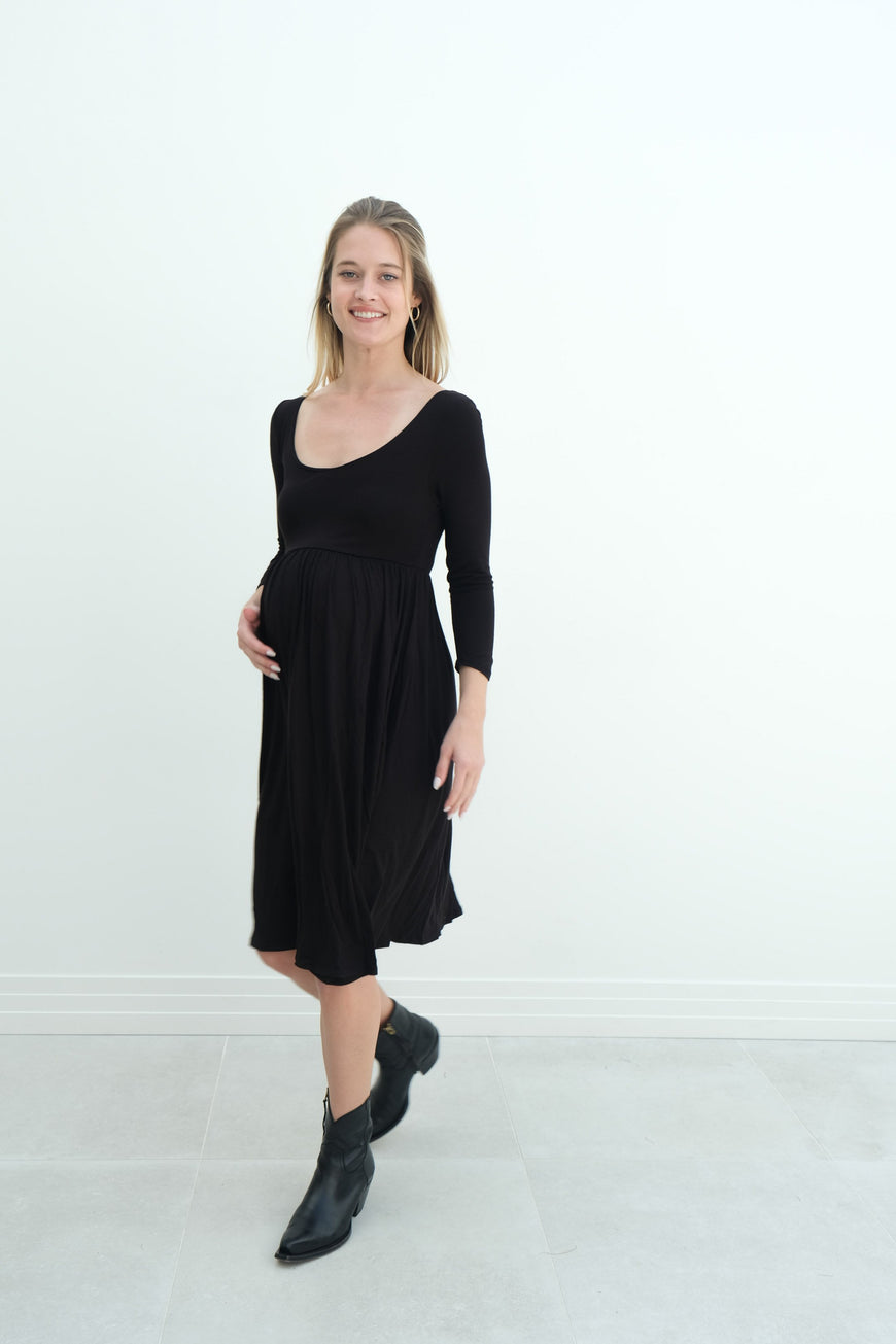 Tatiana | Long Sleeve Flowy Maternity Dress With Empire Waist