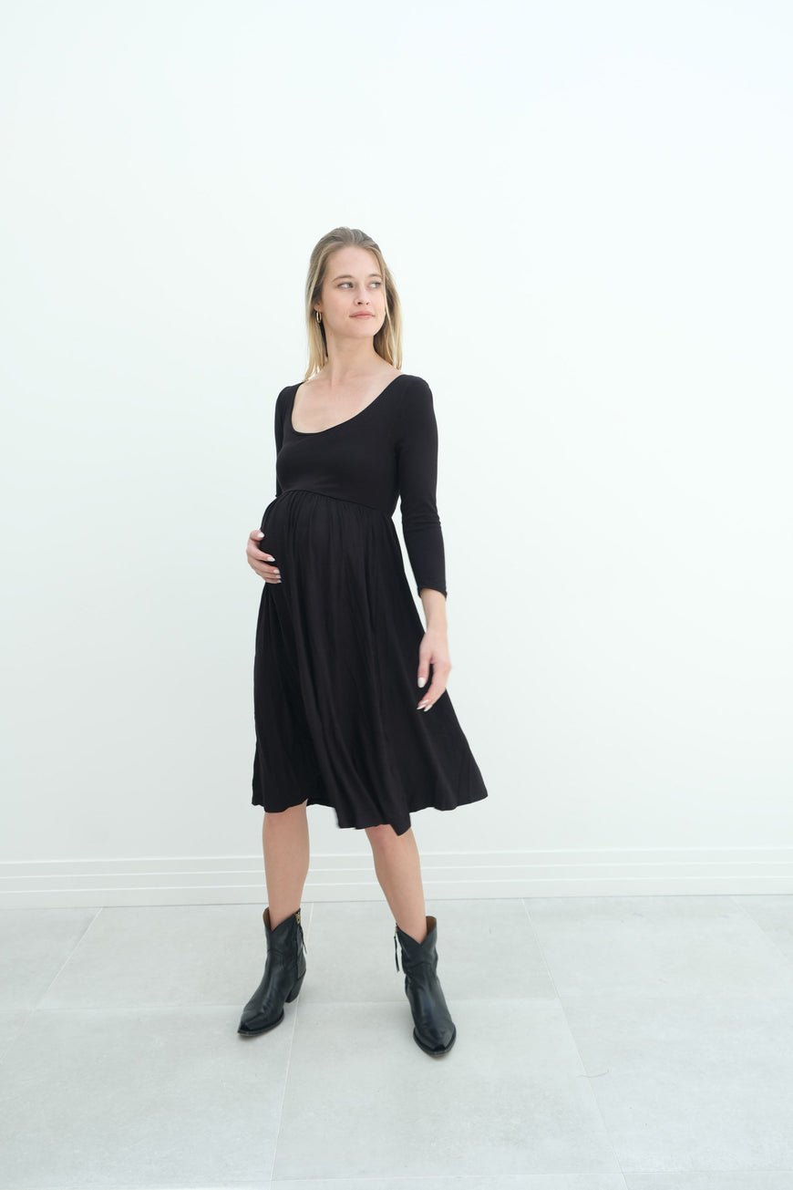 Tatiana | Long Sleeve Flowy Maternity Dress With Empire Waist