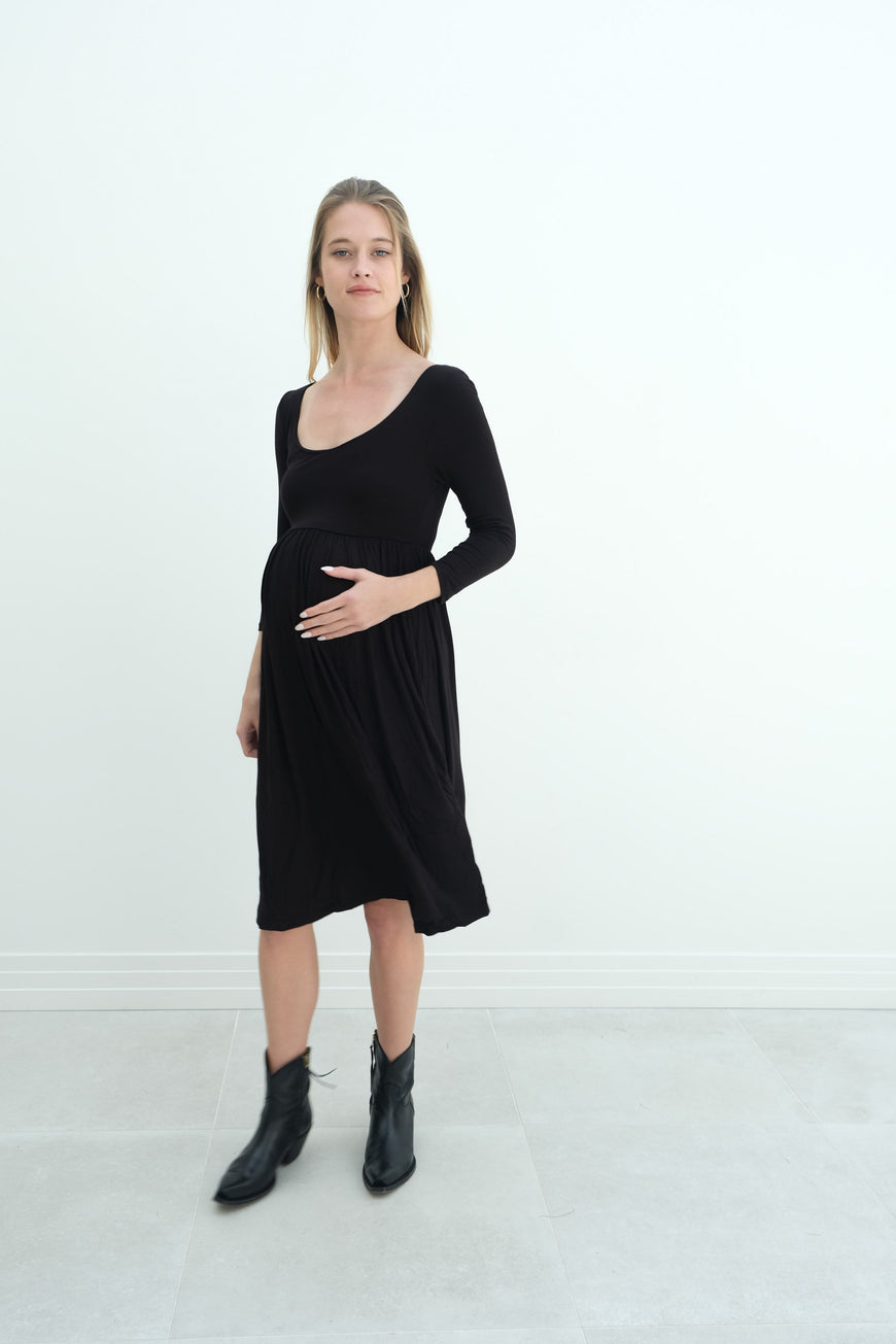 Tatiana | Long Sleeve Flowy Maternity Dress With Empire Waist