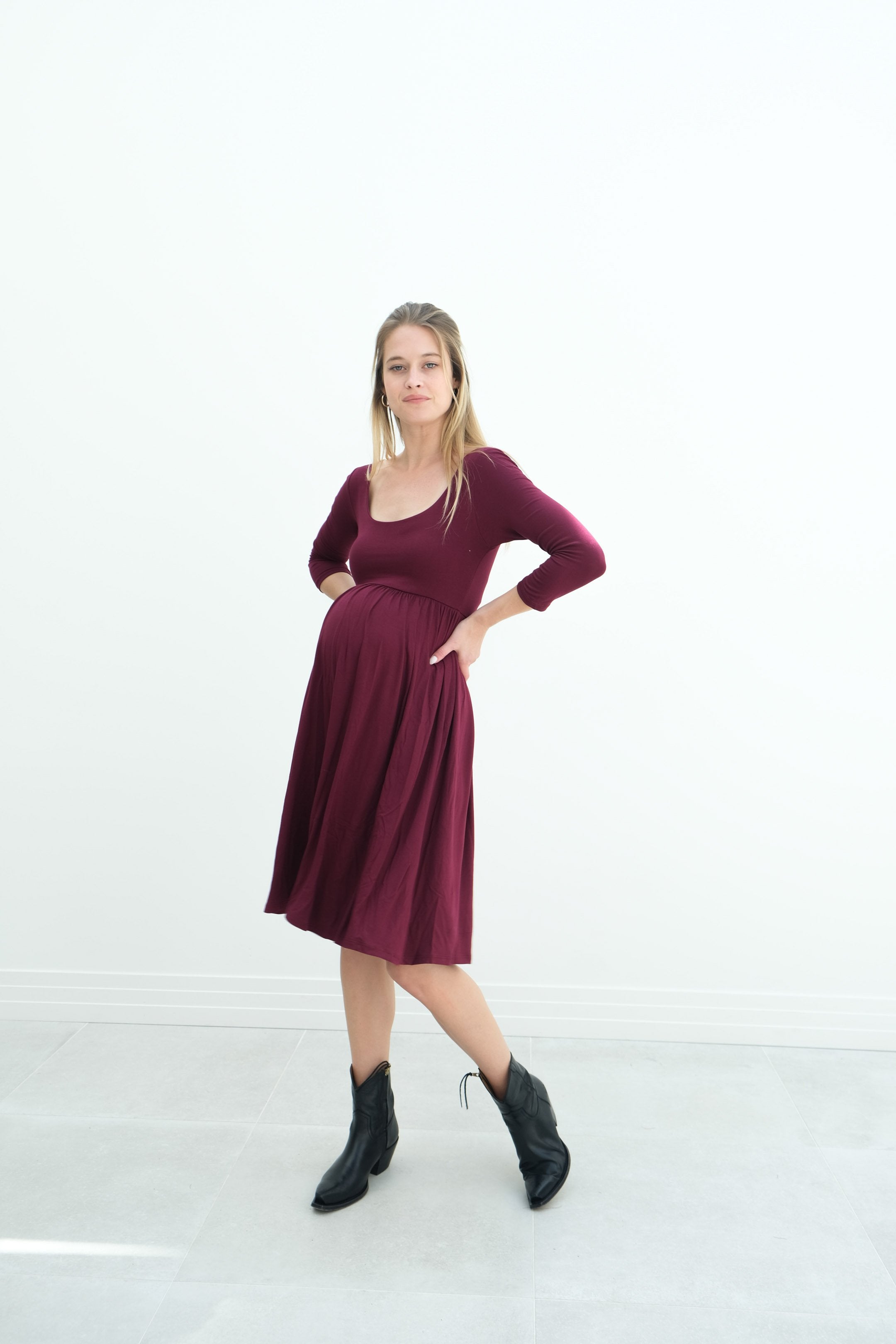 Tatiana | Long Sleeve Flowy Maternity Dress With Empire Waist