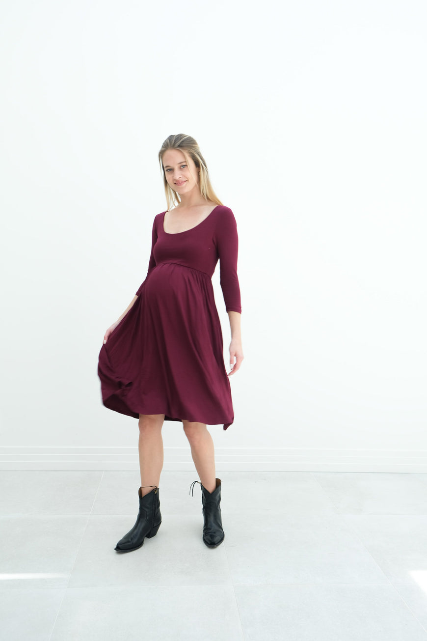Tatiana | Long Sleeve Flowy Maternity Dress With Empire Waist