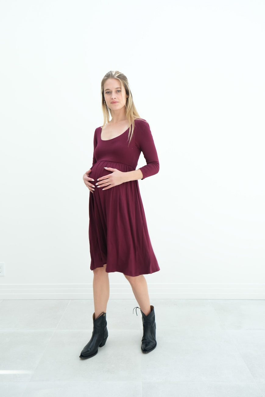 Tatiana | Long Sleeve Flowy Maternity Dress With Empire Waist