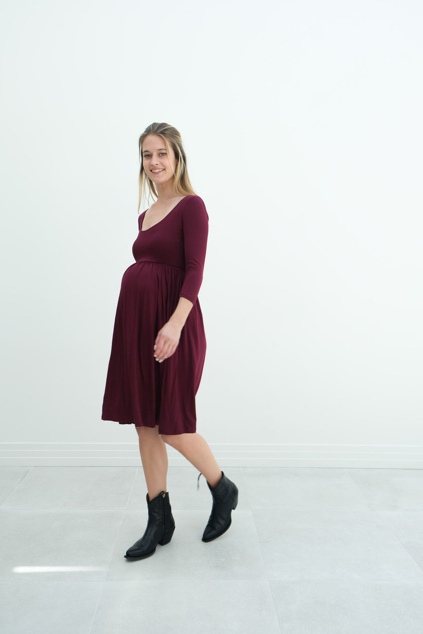 Tatiana | Long Sleeve Flowy Maternity Dress With Empire Waist
