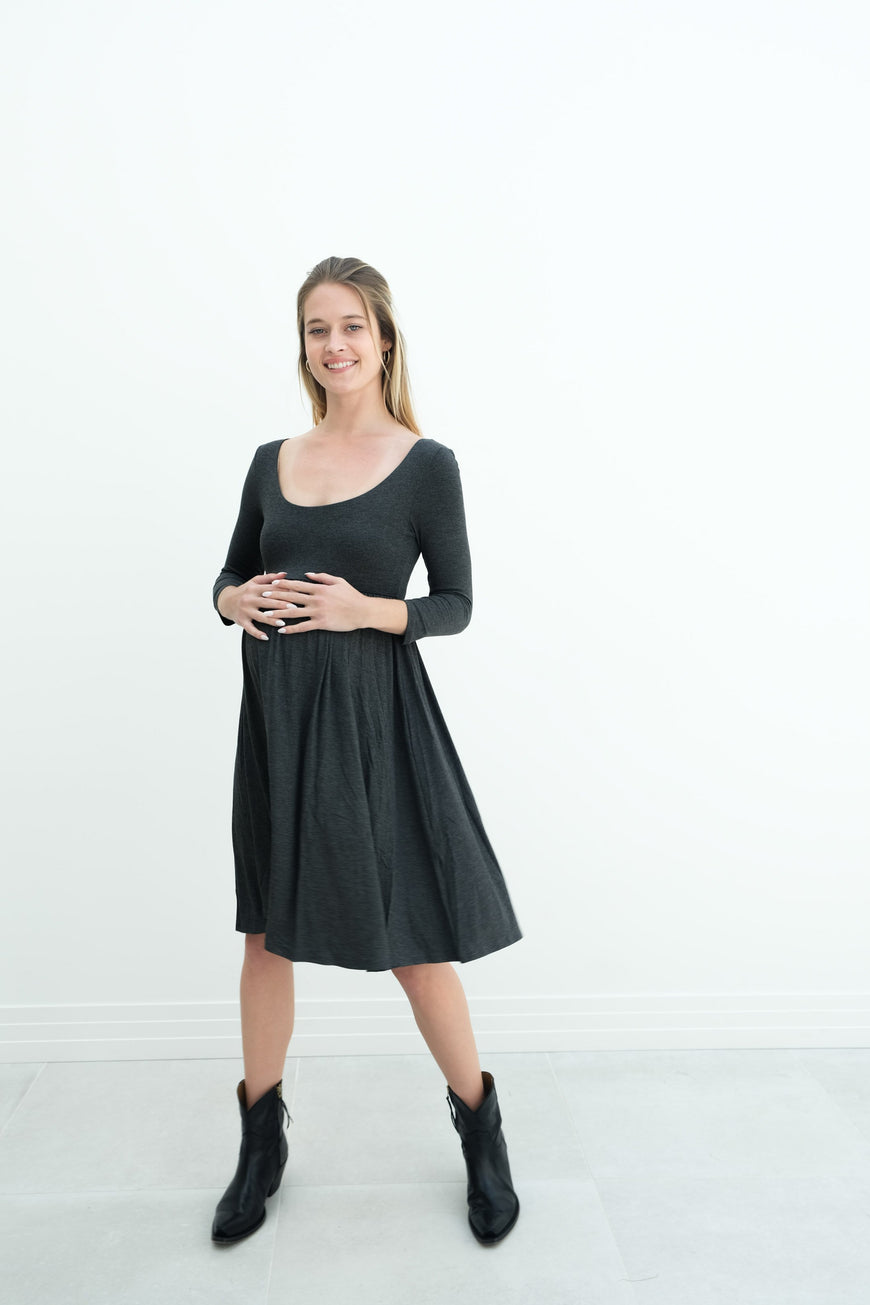 Tatiana | Long Sleeve Flowy Maternity Dress With Empire Waist