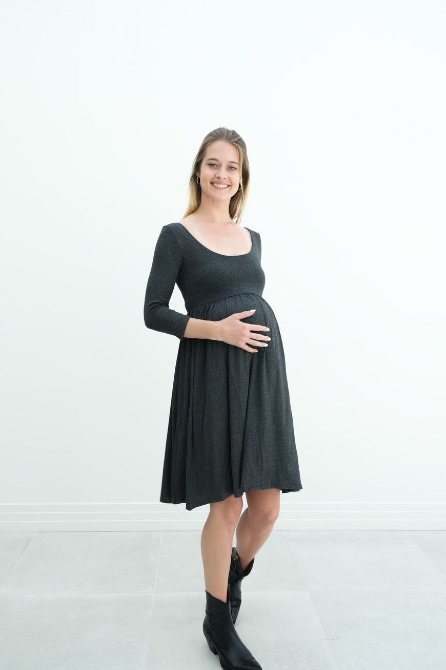 Tatiana | Long Sleeve Flowy Maternity Dress With Empire Waist