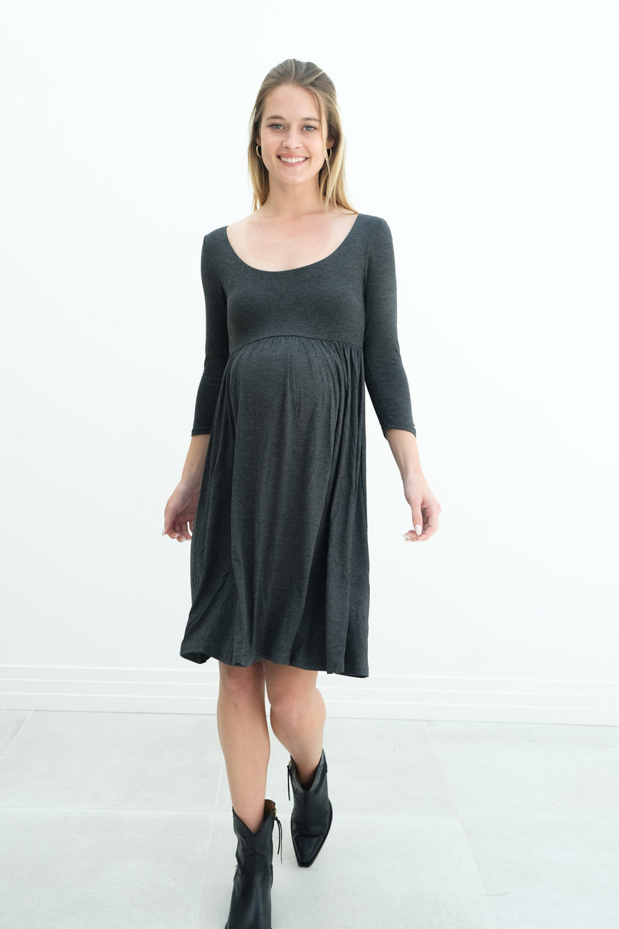 Tatiana | Long Sleeve Flowy Maternity Dress With Empire Waist