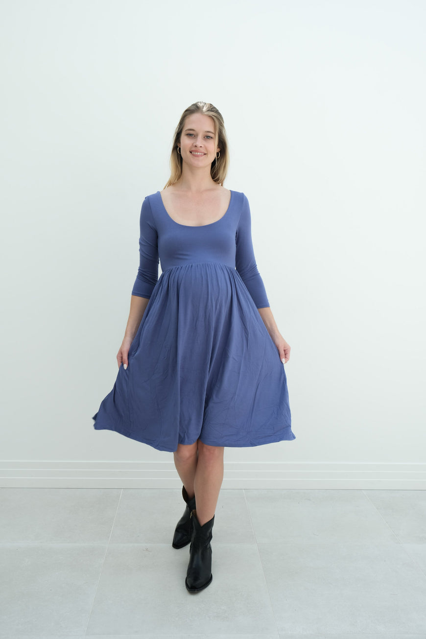 Tatiana | Long Sleeve Flowy Maternity Dress With Empire Waist