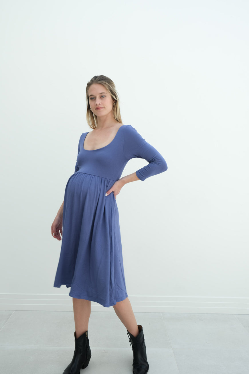 Tatiana | Long Sleeve Flowy Maternity Dress With Empire Waist