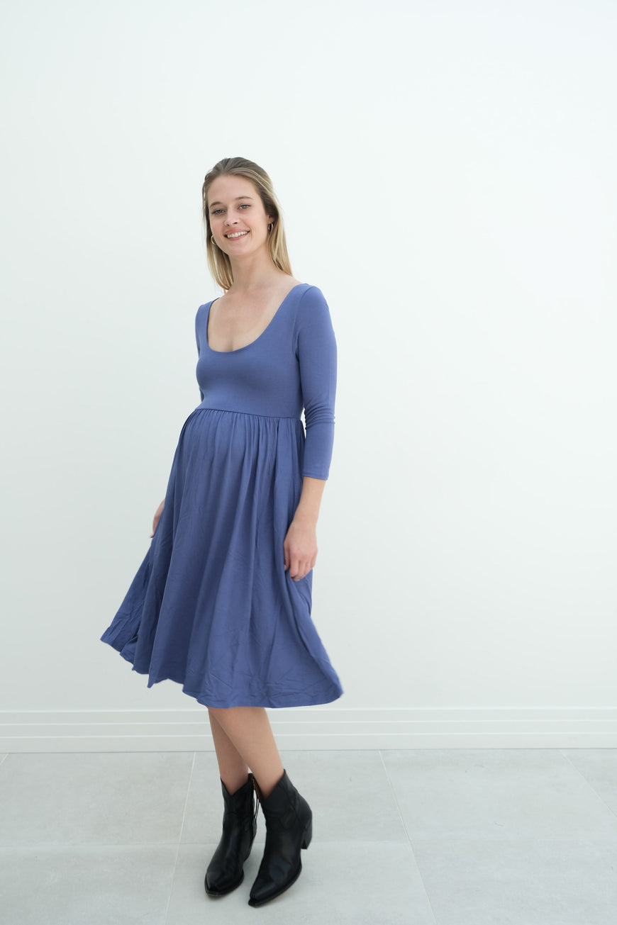 Tatiana | Long Sleeve Flowy Maternity Dress With Empire Waist